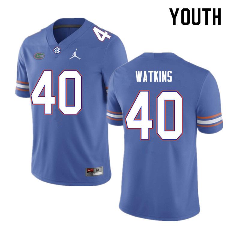 Youth #40 Jacob Watkins Florida Gators College Football Jerseys Sale-Royal - Click Image to Close
